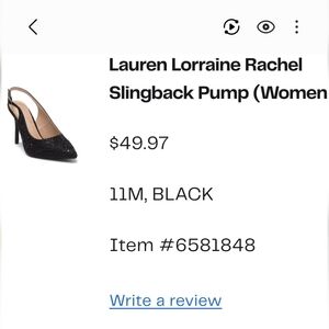 Lauren Lorraine Rachel Black Slingback Heels Size 11 Brand New With BOX
